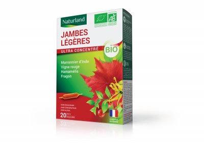 NATURLAND  Jambes L&eacute;g&egrave;res Bio 20 Ampoules - Bo&icirc;te 20 Ampoules de 10 ml