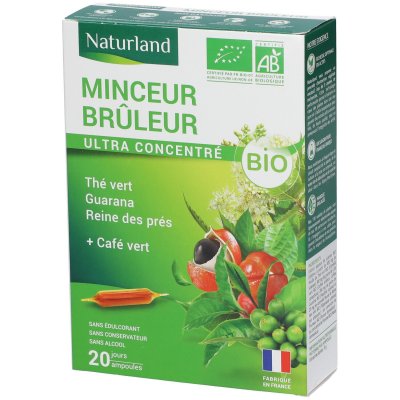 NATURLAND  Minceur Br&ucirc;leur Bio 20 Ampoules - Bo&icirc;te 20 ampoules de 10 ml