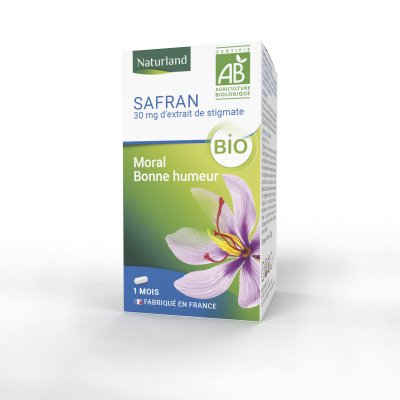 NATURLAND  Safran Bio 30 G&eacute;lules - Pot 30 g&eacute;lules