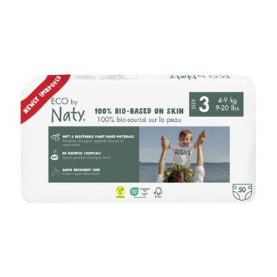  NATY - Lot de 2 paquets de couches Taille 3 Midi 4-9 kg 100pcs