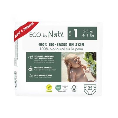 NATY - Lot de 4 paquets de couches Taille 1 Nouveau n&eacute; 2-5 kg 100pcs