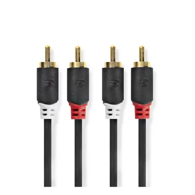 NEDIS  C&acirc;ble audio RCA (M) pour RCA (M) 5 m anthracite rond