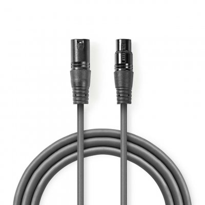 NEDIS  C&acirc;ble DMX num&eacute;rique 110 Ohms OS XLR 3 broches m&acirc;le 1.0 Gris