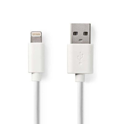 NEDIS  C&acirc;ble USB Apple Lightning 8 broches vers connecteur USB-A nickel&eacute; Blanc 3 m