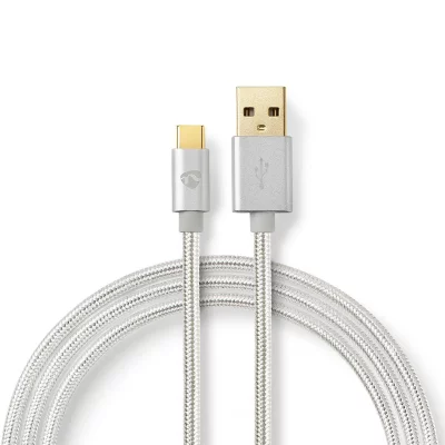 NEDIS  - C&acirc;ble USB - USB (M) pour USB-C (M) - USB 2.0 - 2 m - rond - aluminium