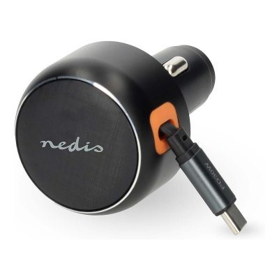NEDIS  Chargeur allume-cigare 30 W avec c&acirc;ble USB-C r&eacute;tractable