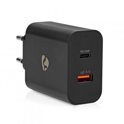 NEDIS  Chargeur mural USB-C 65W + Quick Charge 3.0 USB-A Noir