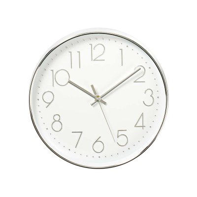 Nedis clwa015pc30sr pendule ronde blanc et argent diam&egrave;tre 30 cm