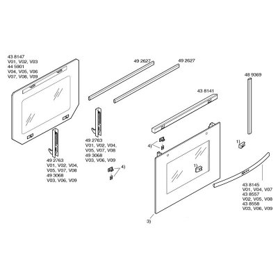 NEFF  - contre porte vitre interieure 438147 pour four 00445901