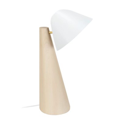 TOSEL NELLA - Lampe de bureau conique bois naturel et blanc
