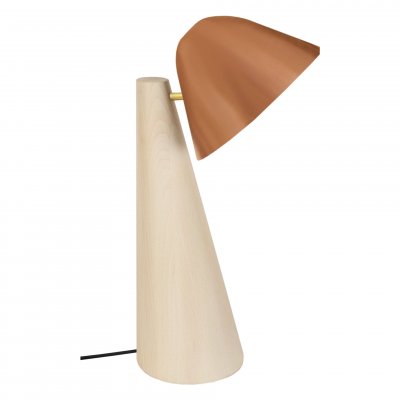 TOSEL NELLA - Lampe de bureau conique bois naturel et cuivre