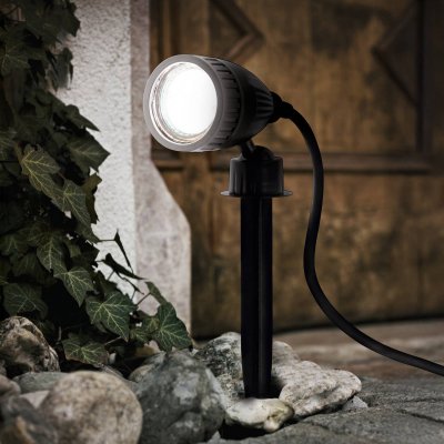 EGLO NEMA - Spot d'ext&eacute;rieur &agrave; planter ampoule LED Noir 3W H18,5cm