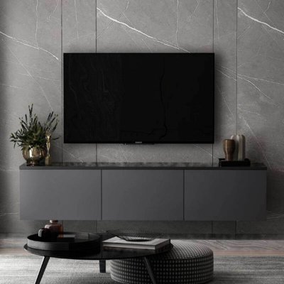 MOBILIER1 Neon Meuble TV 100 % M&Eacute;LAMINE Anthracite