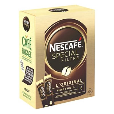 NESCAFE Nescaf&eacute; SPECIAL FILTRE, Caf&eacute; Soluble, Bo&icirc;te de 25 Sticks (2g chacun)