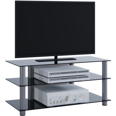 EBUY24 NETASA meuble tv hifi video commode rangement verre noir