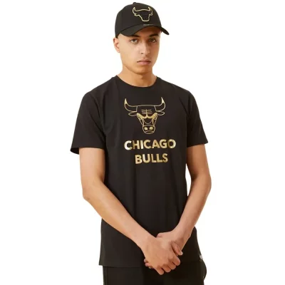 NEW ERA  Nba Metallic Chicago Bulls Short Sleeve T-shirt Noir S Homme