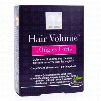 NEW NORDIC  Ha&iuml;r Volume & Ongles Forts 60 Cp - Bo&icirc;te 60 Comprim&eacute;s