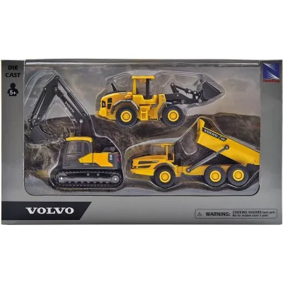 NEWRAY New Ray- Coffret 3 engins de Chantier Volvo Window Box, 32095, Jaune