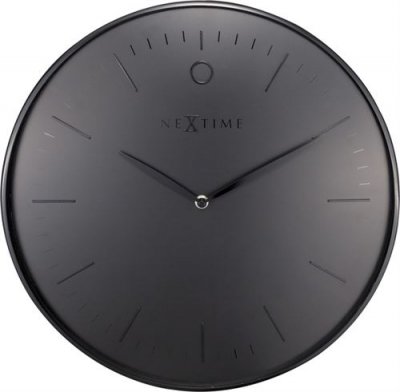 NeXtime -Horloge Murale- &Oslash; 40 cm &ndash; M&eacute;tal - Verre en Forme de d&ocirc;me - Noir &ndash; 'Glamour'