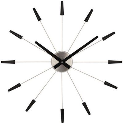 Nextime horloge murale - plug inn- acier inoxydable - noir &oslash; 58cm