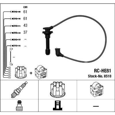 NGK  Fils de bougies / Faisceau d'allumage 8518 HONDA CRX