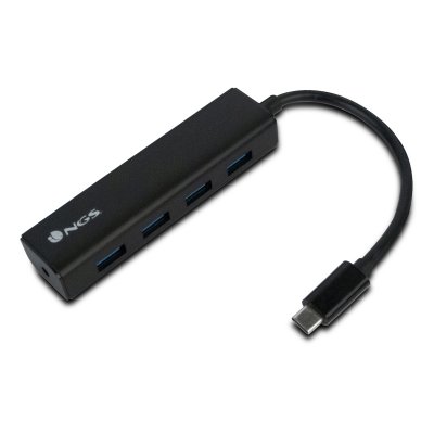 NGS  Wonder Hub USB-C - 4 Ports USB 3.0 - Vitesse de 480 Mbps &agrave; 5 Gbps - Couleur Noir
