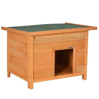 PAWHUT Niche chien sur pied dim. 85L x 58l x 58H cm - toit ouvrant bitum&eacute; vert - bois sapin pr&eacute;-huil&eacute;