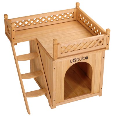 DEUBA Niche villa en bois avec terrasse brun 66x53x64cm