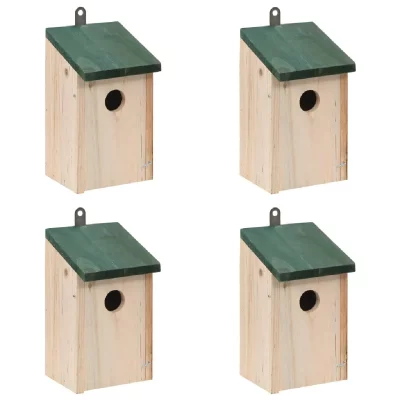 DECOSHOP26 Nichoir oiseaux pour ext&eacute;rieur 4 pi&egrave;ces en bois 12x12x22 cm DEC020829