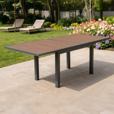 CONCEPT USINE Nido - Table De Jardin Extensible 180 Cm En Aluminium Et Bois D'eucalyptus