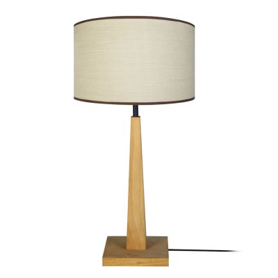 TOSEL Nidra - lampe a poser droit bois naturel et blanc