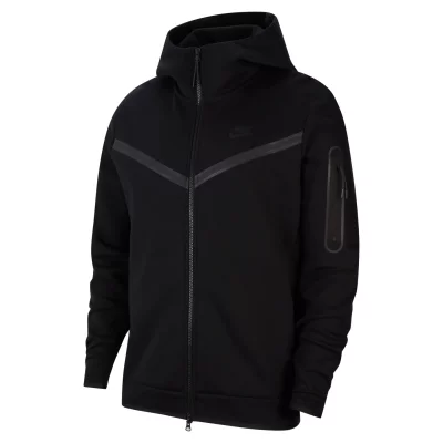 NIKE  M NSW TCH FLC Hoodie FZ WR Sweatshirt, Black/Black, 2XL Men's