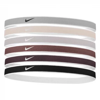 NIKE  Swoosh Sport Headbands 6 Pk Tipped, Beige/brown/black ONE