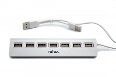 NILOX  Nxhu7alu2 Usb 2.0 Hub 7 Ports Blanc