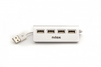 NILOX  Nxhub04alu2 Usb 2.0 Hub 4 Ports Blanc