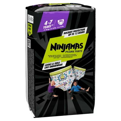 PAMPERS Ninjamas Lot de 10 culottes de nuit absorbantes pour gar&ccedil;ons 4-7 ans