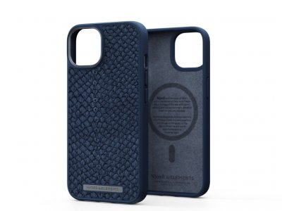 NJORD BYELEMENTS  Salmon Leather Magsafe Case - iPhone 14 - Blue - Neuf