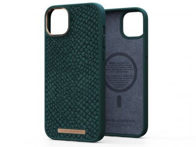 NJORD BYELEMENTS  Salmon Leather Magsafe Case - iPhone 14 Plus - Green - Neuf