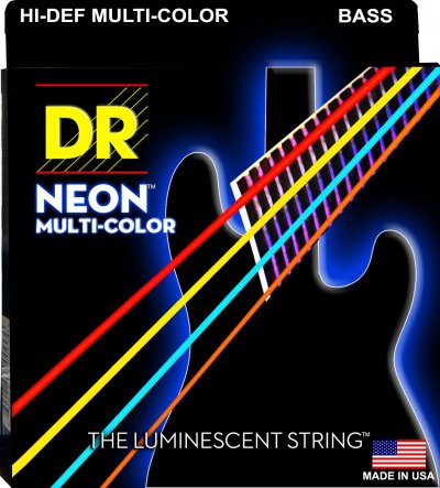 DR STRINGS NMCB-45 - Hi-Def Neon - Multi-color, jeu guitare basse, Medium 45-105