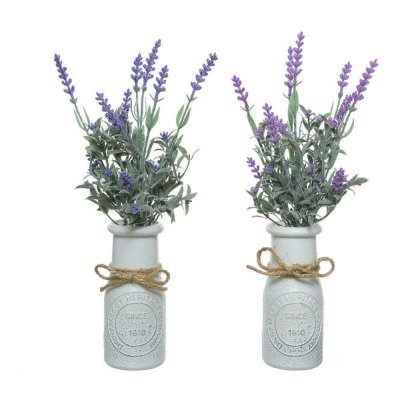 RSD DISTRIB NO DISPONIBLE Plante Artificielle Lavande Pot Vintage 32 x 13 x 13 cm