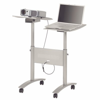 NOBO  Double Multimedia Tilting Projector Stand With Wheels Argent&eacute;