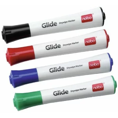 GENERIQUE Nobo Marqueur Effa&ccedil;able &Agrave; Sec Glide, Pointe Ogive, Coloris Assortis, Lot De 4