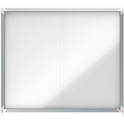NOBO  vitrine, porte coulissante, fond en m&eacute;tal, 15 x A4