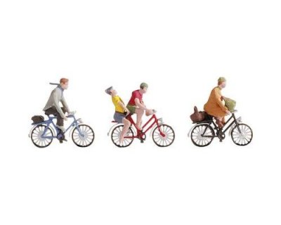 NOCH  - 36898 - Mod&eacute;lisme Ferroviaire - Cyclistes - 4 Figurines + 3 Bicyclettes