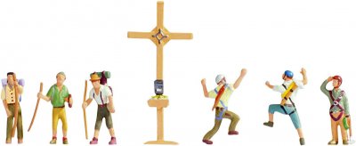 NOCH  45874 Figurines De Randonneurs + Croix Sommitale, Voie Tt-