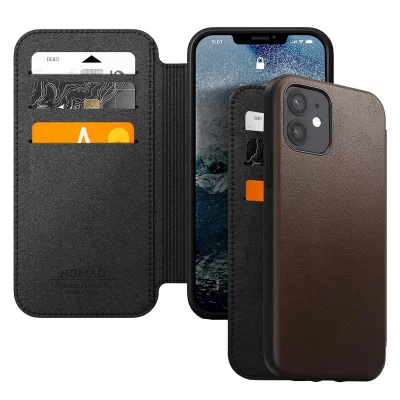 NOMAD  - &Eacute;tui portefeuille iPhone 12 Mini - Marron