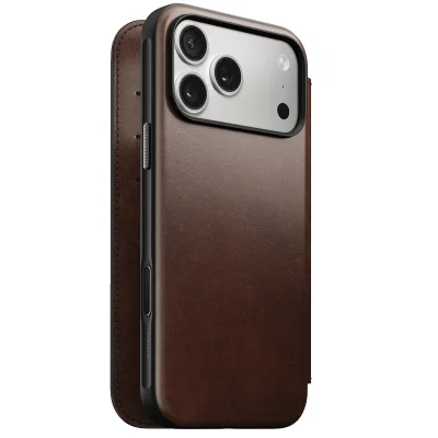 NOMAD  &Eacute;tui Portefeuille pour iPhone 17 Pro Max MagSafe en Cuir Horween S&eacute;rie Modern Marron fonc&eacute;