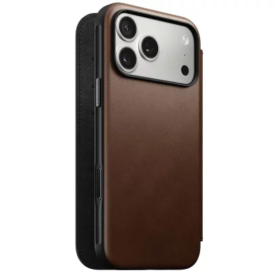 NOMAD  &Eacute;tui Portefeuille pour iPhone 17 Pro Max MagSafe en Cuir S&eacute;rie Modern Marron