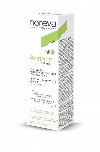 NOREVA  Actipur SPF50+ Soin solaire anti imperfections teint&eacute; Tube 30ml