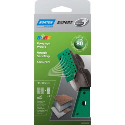 GENERIQUE Norton - 5 Garnitures Corindon Multi-Air 93 X 185 Mm (Grain 80)